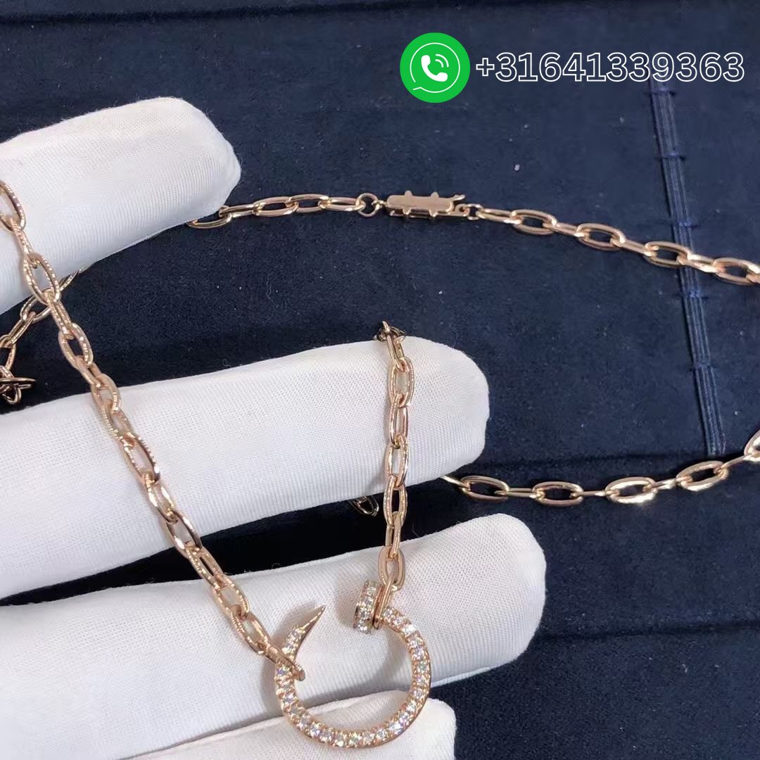 Cartier-Juste-un-Clou-Chain-18K-Rose-Gold-Diamonds-Necklace