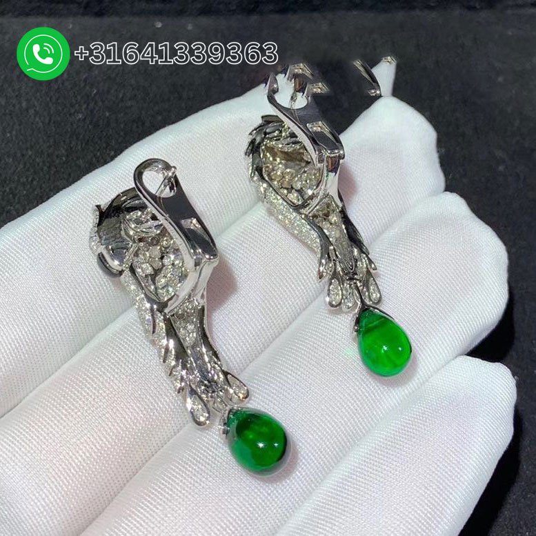 Cartier-Les-Oiseau-Liberes-18k-White-Gold-Emeralds-Diamond-Paved-Parrot-Drop-Earrings-H8000125-2