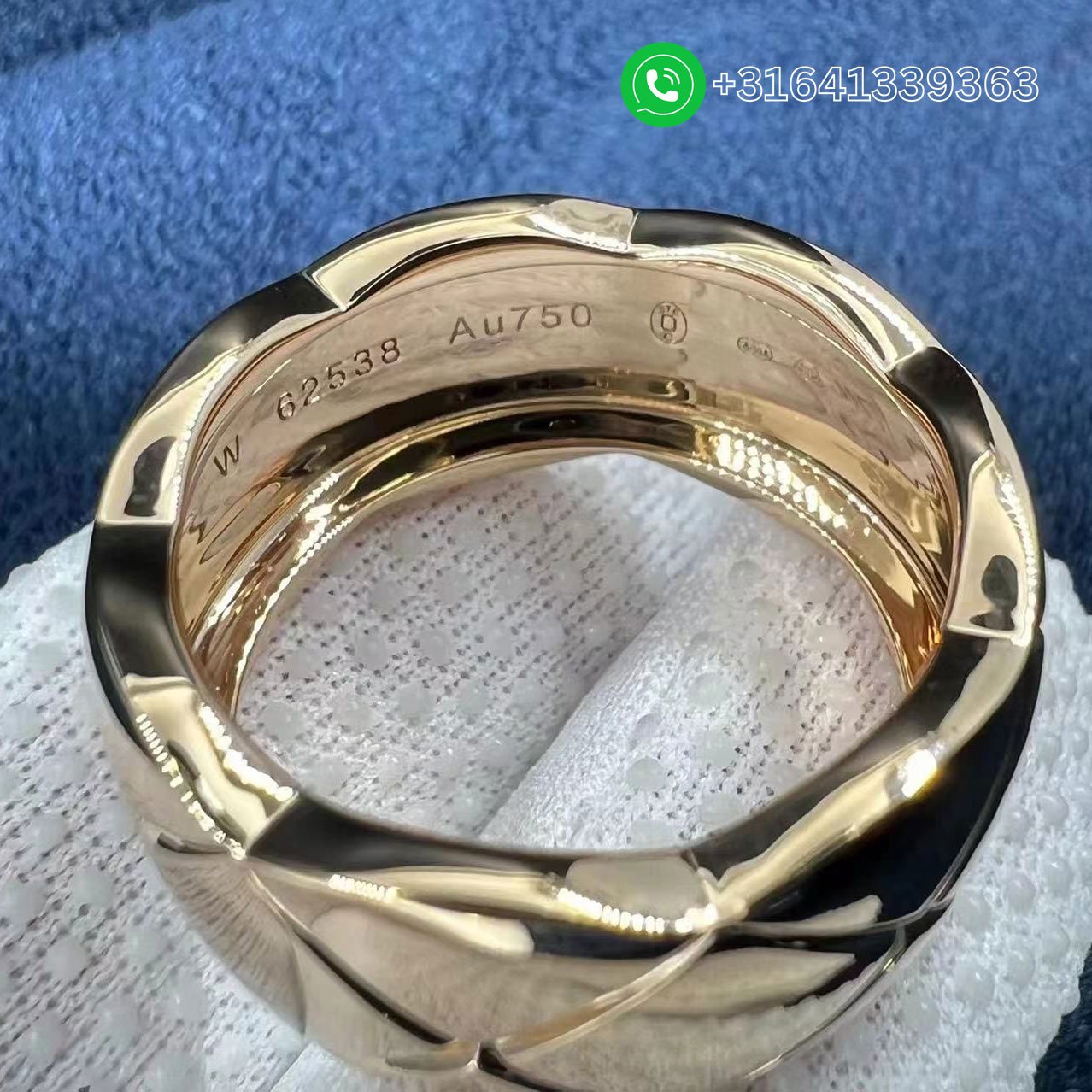 Chanel COCO Crush Ring Quilted Motif Large Version 18K Beige Gold J10818 - Image 5