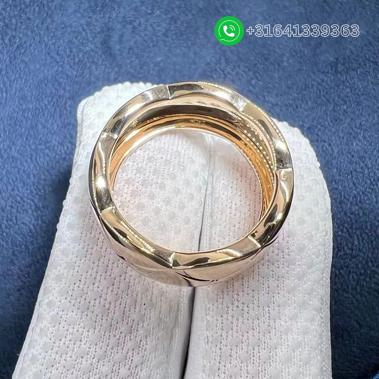 Chanel COCO Crush Ring Quilted Motif Large Version 18K Beige Gold J10818 - Image 3