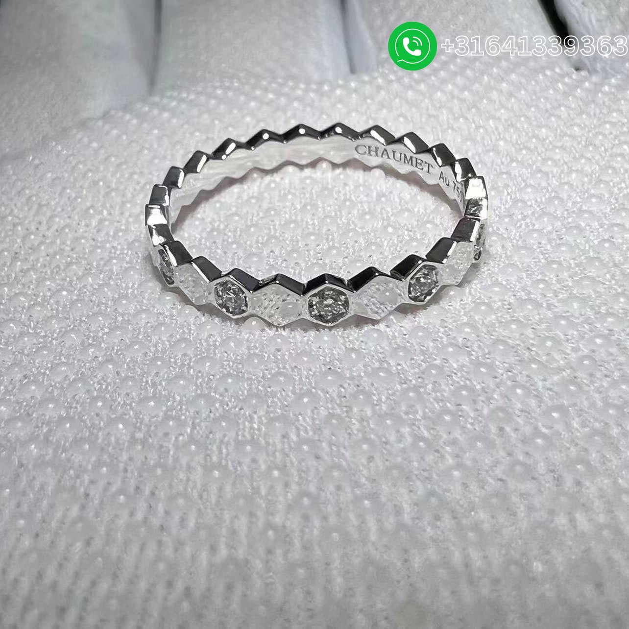 Chaumet-Bee-My-Love-2.5mm-White-Gold-Half-Pave-Diamond-Ring-081890-5