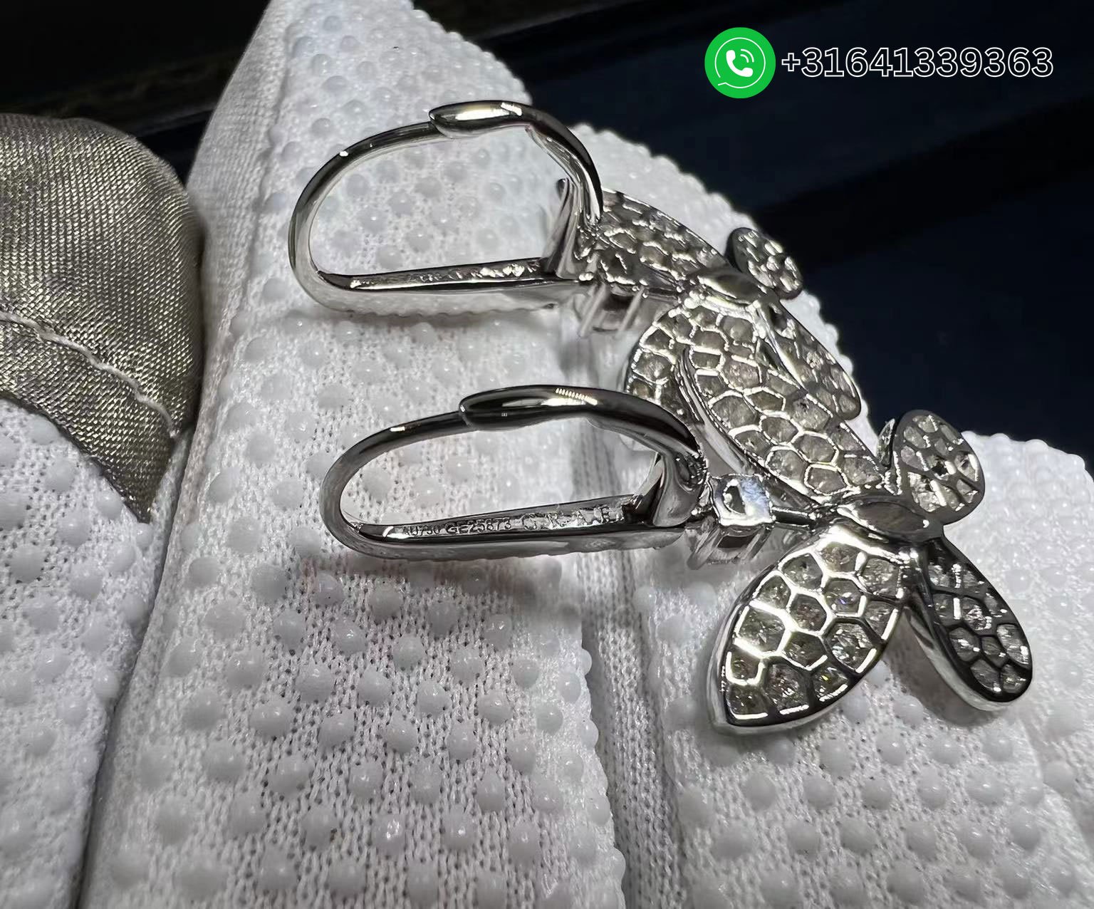 Graff Butterfly Silhouette Drop 18K White Gold Diamond Earrings RGE1617 - Image 5