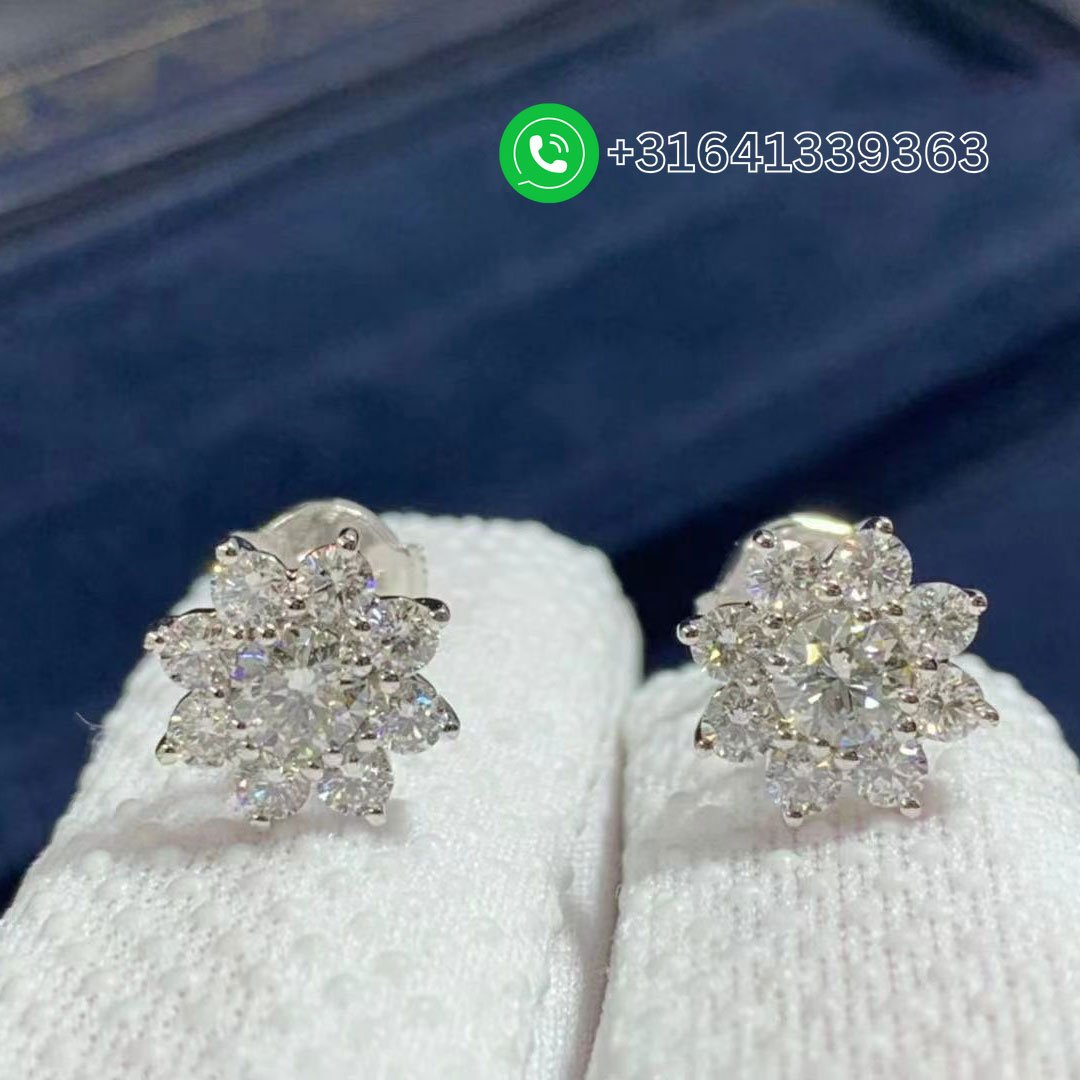 Harry-Winston-Sunflower-18K-White-Gold-Round-Brilliant-Diamond-Earrings-1