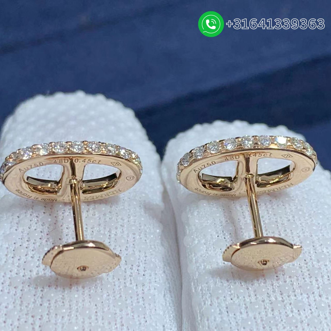 Hermès 18K Rose Gold Diamond Chaine d’Ancre Earrings - Image 5