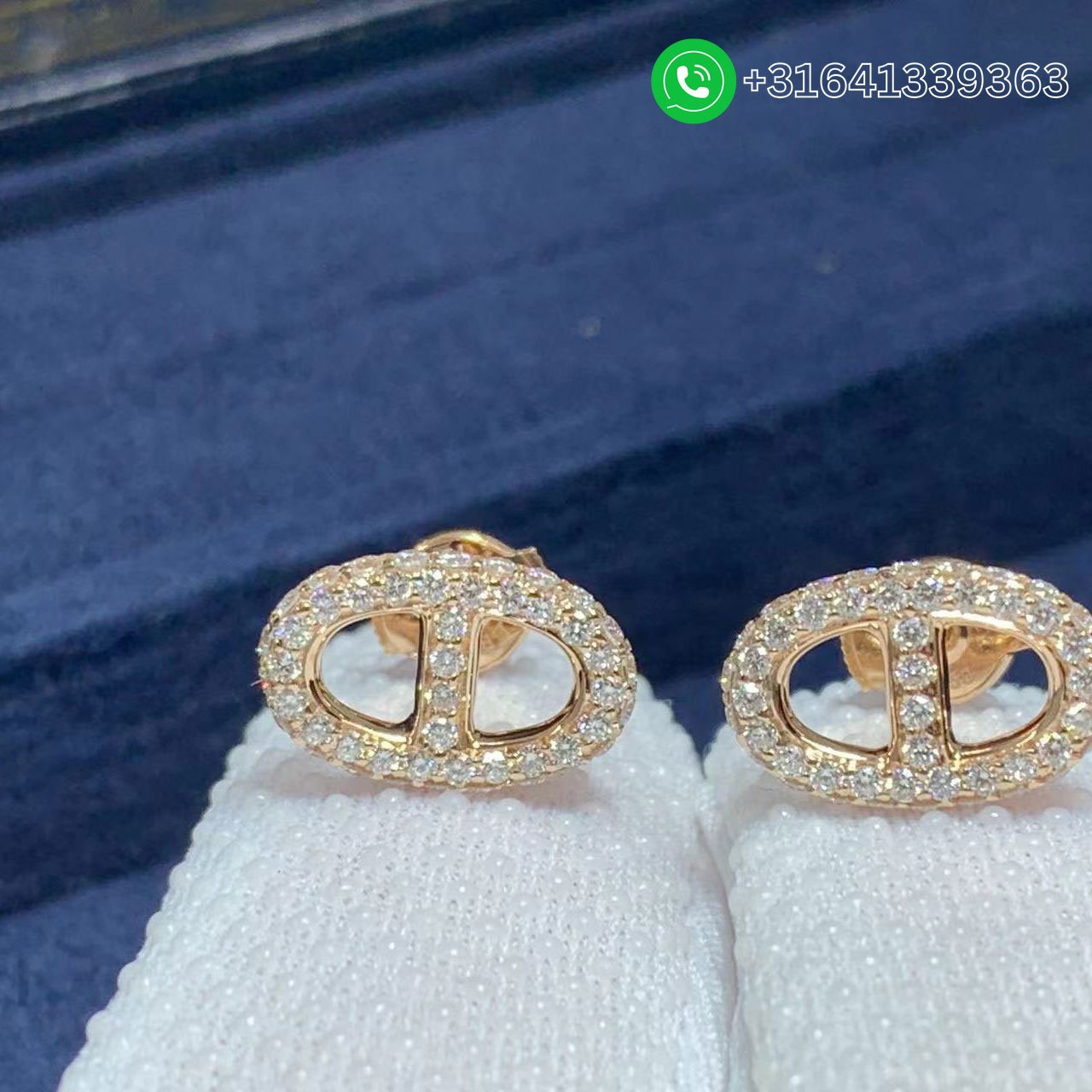 Hermès 18K Rose Gold Diamond Chaine d’Ancre Earrings - Image 6