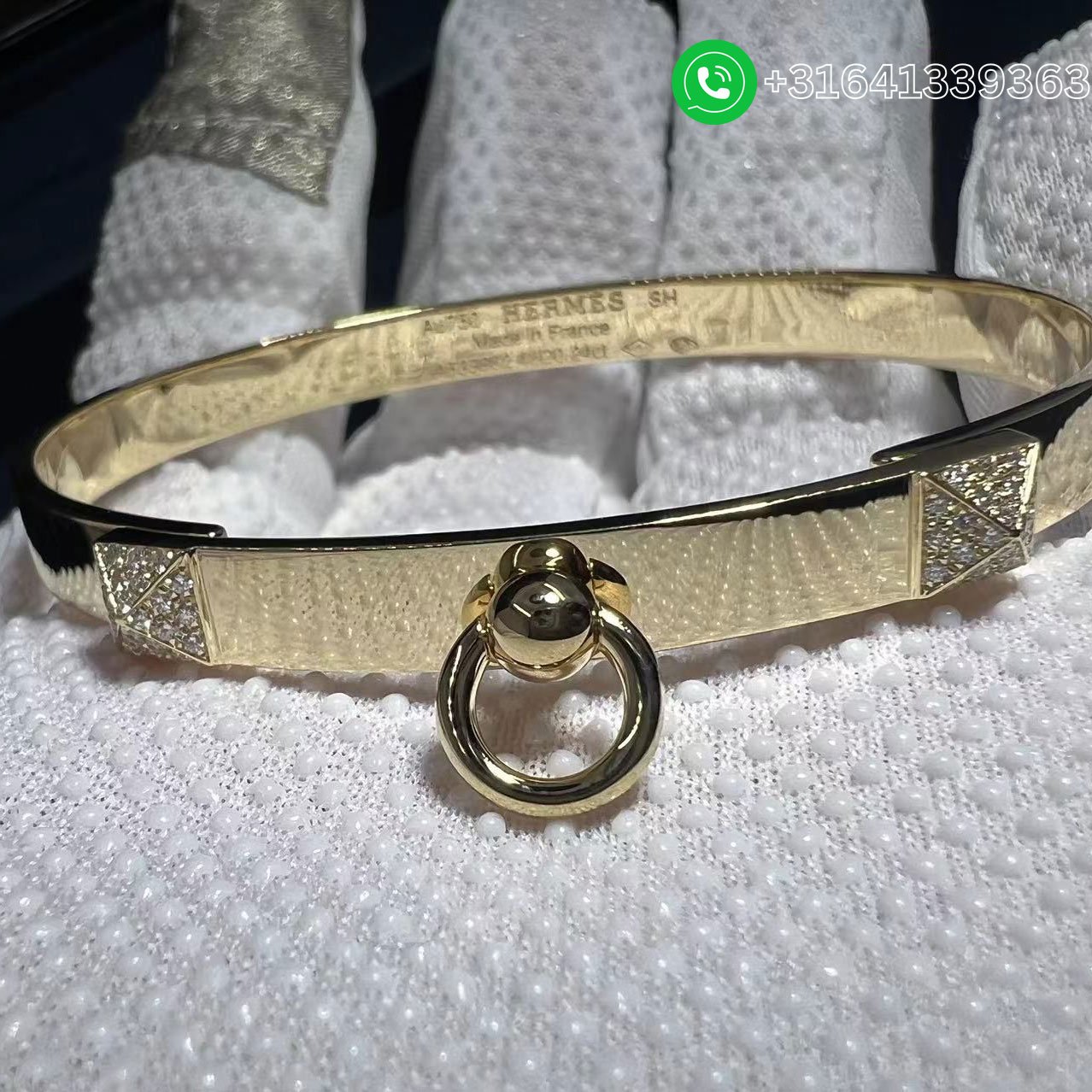 Hermes-Collier-de-Chien-Small-Model-18K-Yellow-Gold-Diamond-Bracelet-7