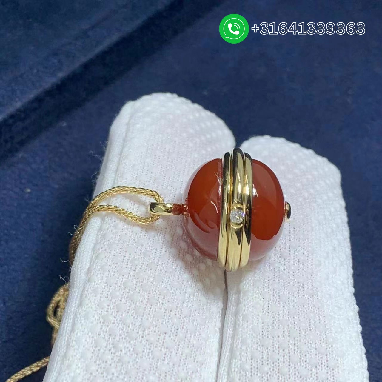 Piaget 18k Yellow Gold With Diamond Red Carnelian Possession Pendant Necklace - Image 3