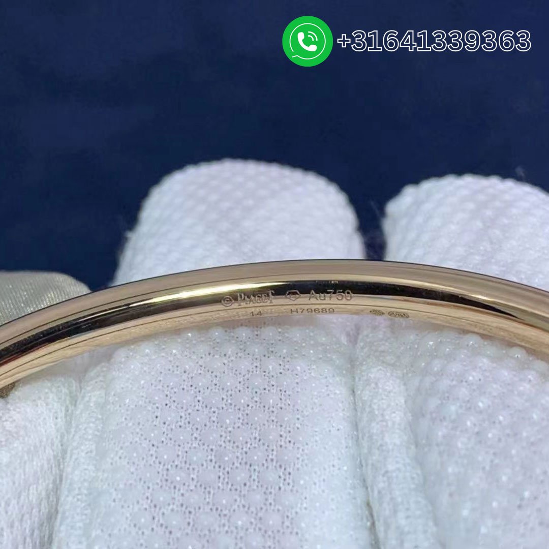 Piaget Possession 18k Rose Gold Diamonds Turquoise Open Bangle Bracelet G36PA200 - Image 2