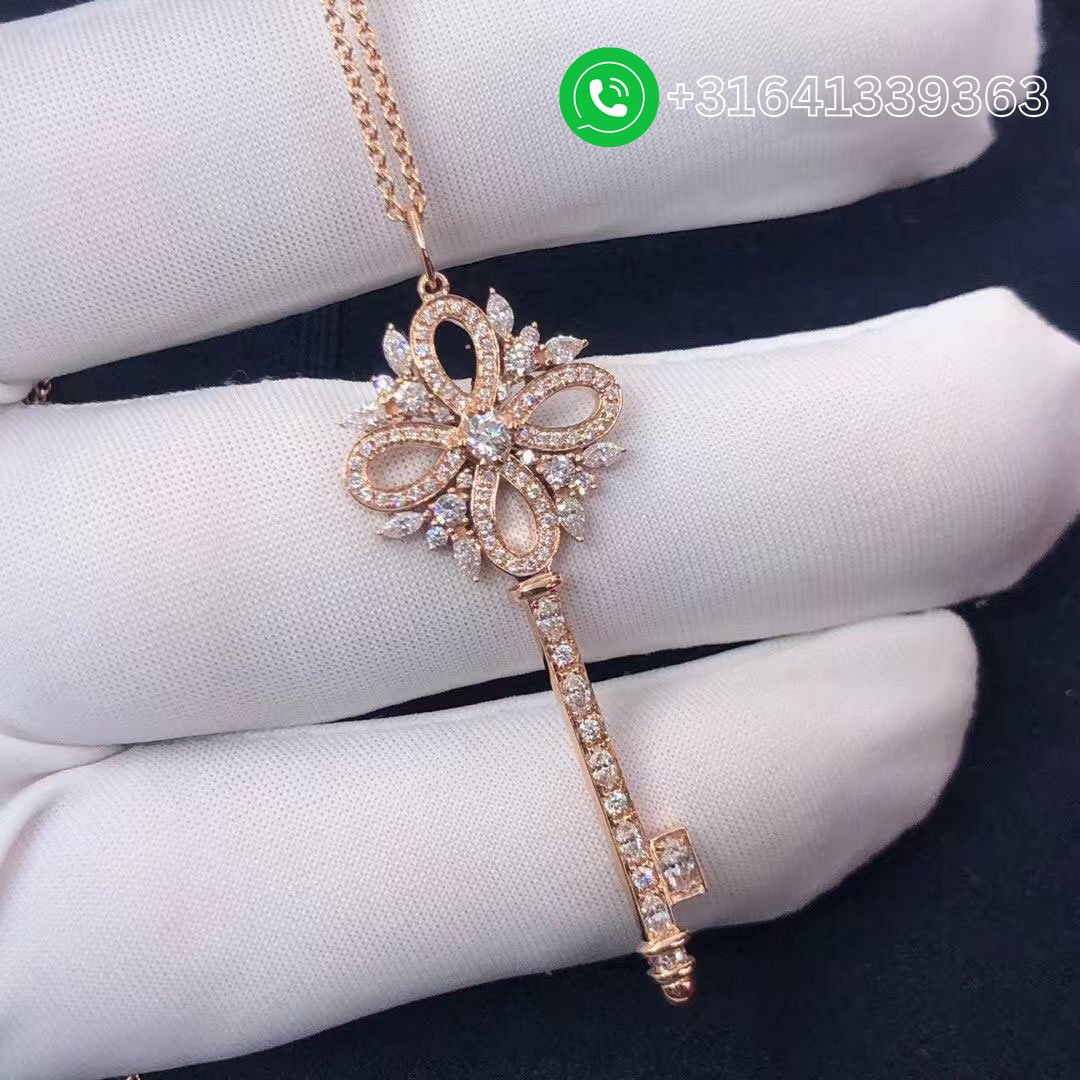 Tiffany-18K-Rose-Gold-Diamonds-Victoria-Key-Pendant-Necklace-3