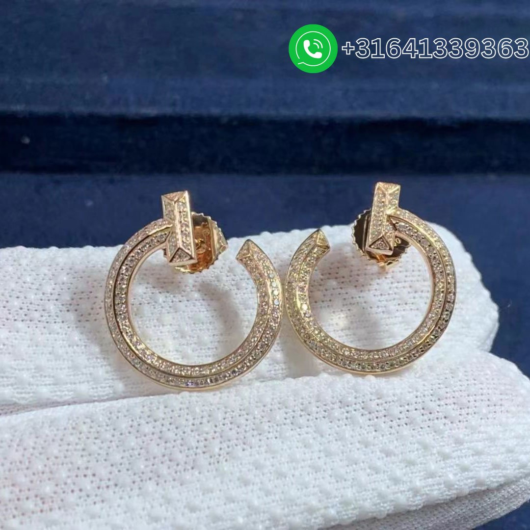 Tiffany 18k Rose Gold Diamond T T1 Open Hoop Earrings - Image 5