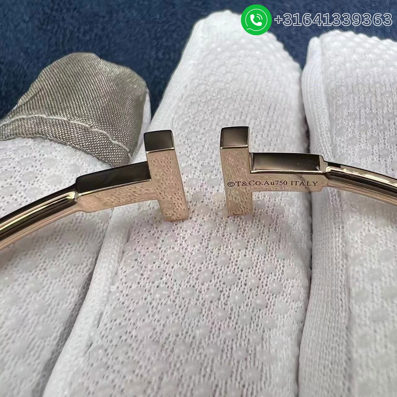 Tiffany 18k Rose Gold Diamond T Wire Bracelet - Image 6