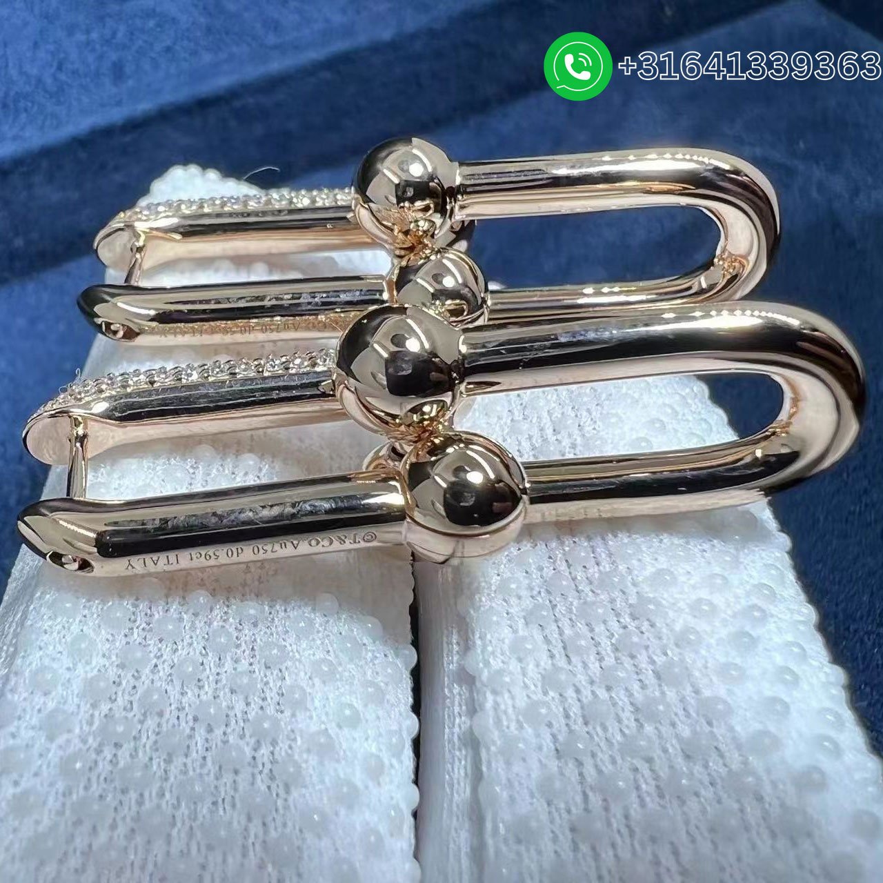 Tiffany City HardWear 18k Rose Gold Pavé Diamond Large Link Dangle Earrings - Image 3