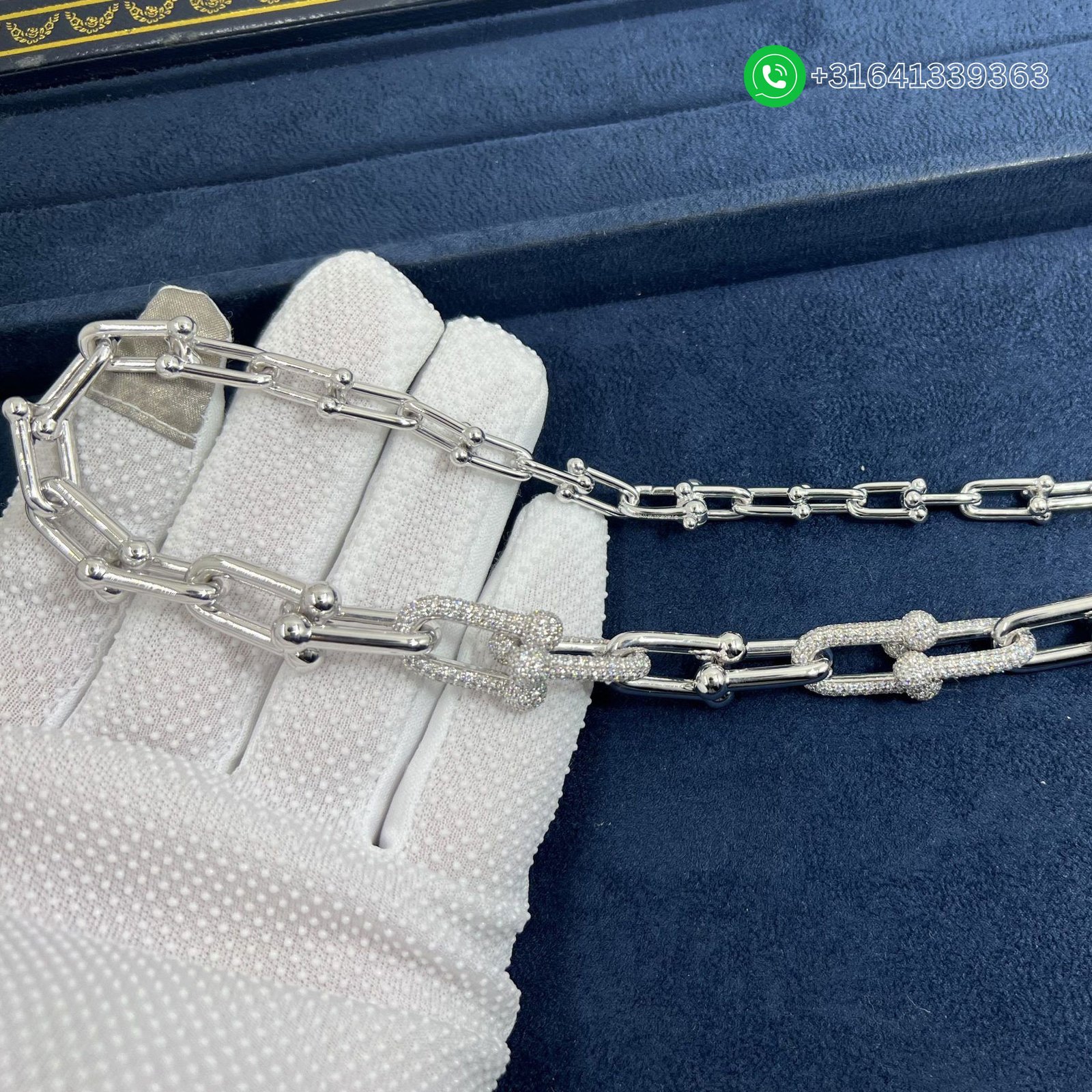 Tiffany City HardWear 18k White Gold Pavé Diamonds Graduated Link Necklace - Image 5