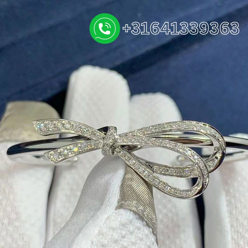 Tiffany-Co.-0.82-CTW-Diamond-18-Karat-White-Gold-Tiffany-Bow-Cuff-Bracelet