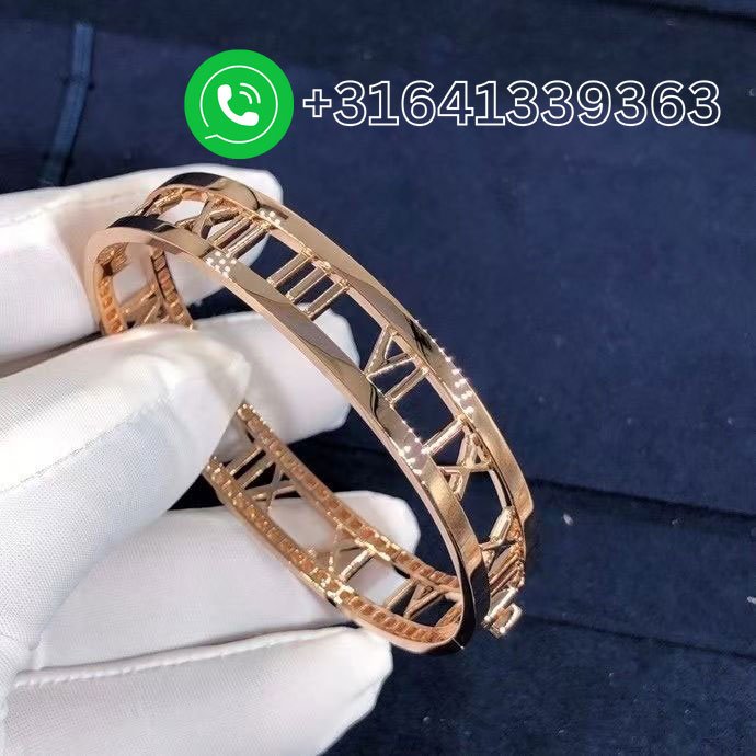 Tiffany & Co. 18k Rose Gold Diamond Set Atlas Bangle Bracelet - Image 3