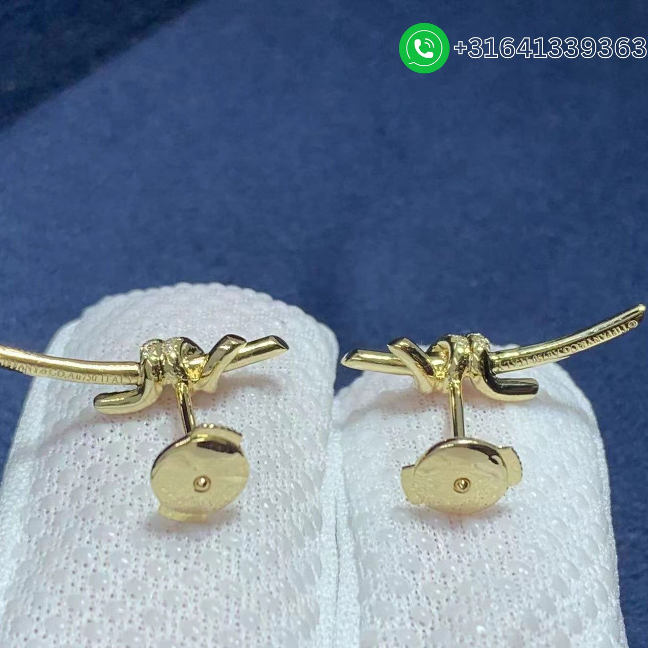 Tiffany Knot 18K Yellow Gold with Diamonds Earrings - Image 6