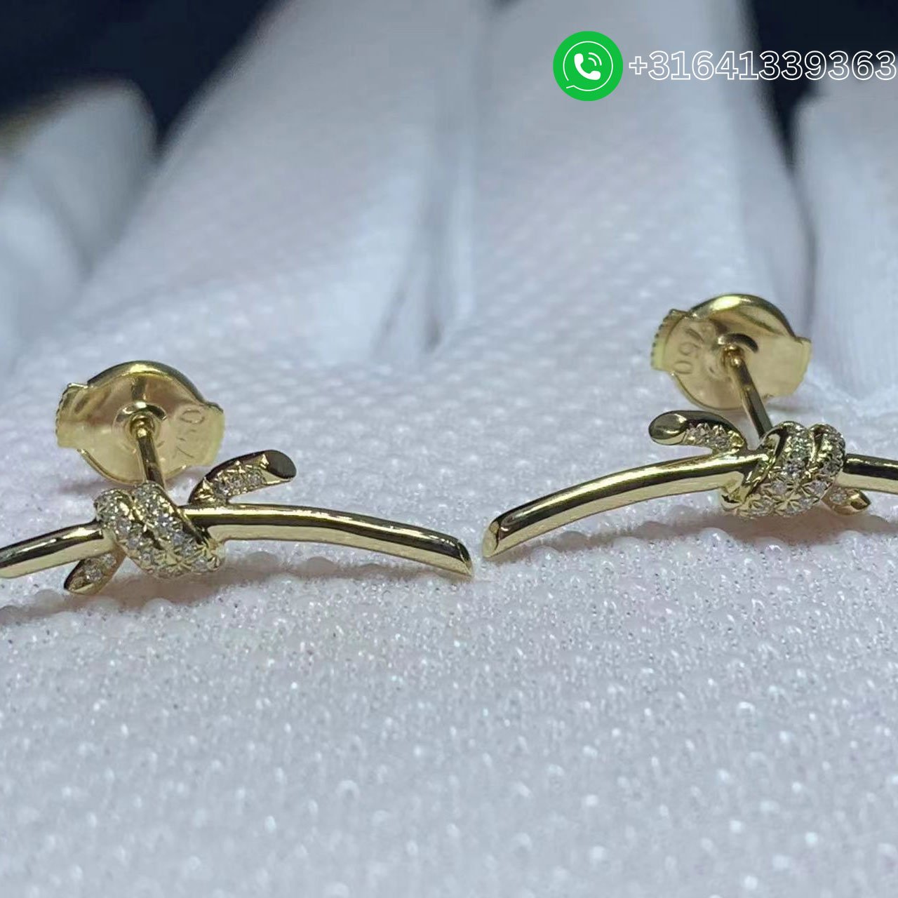 Tiffany Knot 18K Yellow Gold with Diamonds Earrings - Image 2