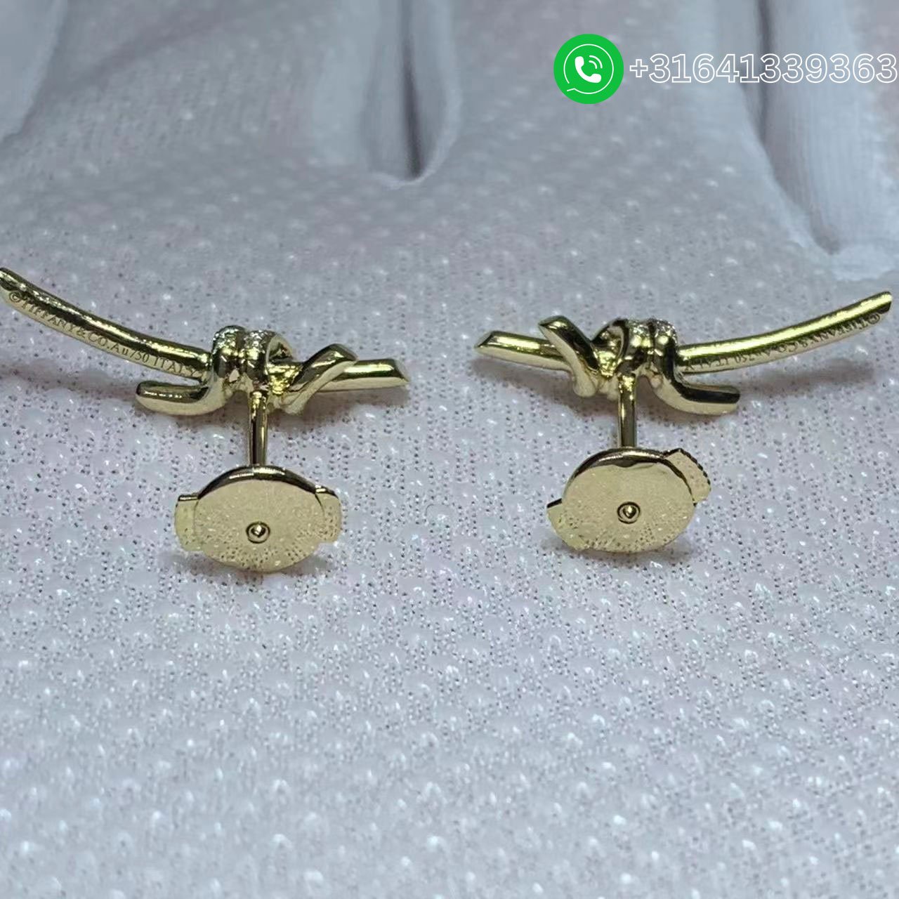 Tiffany Knot 18K Yellow Gold with Diamonds Earrings - Image 4