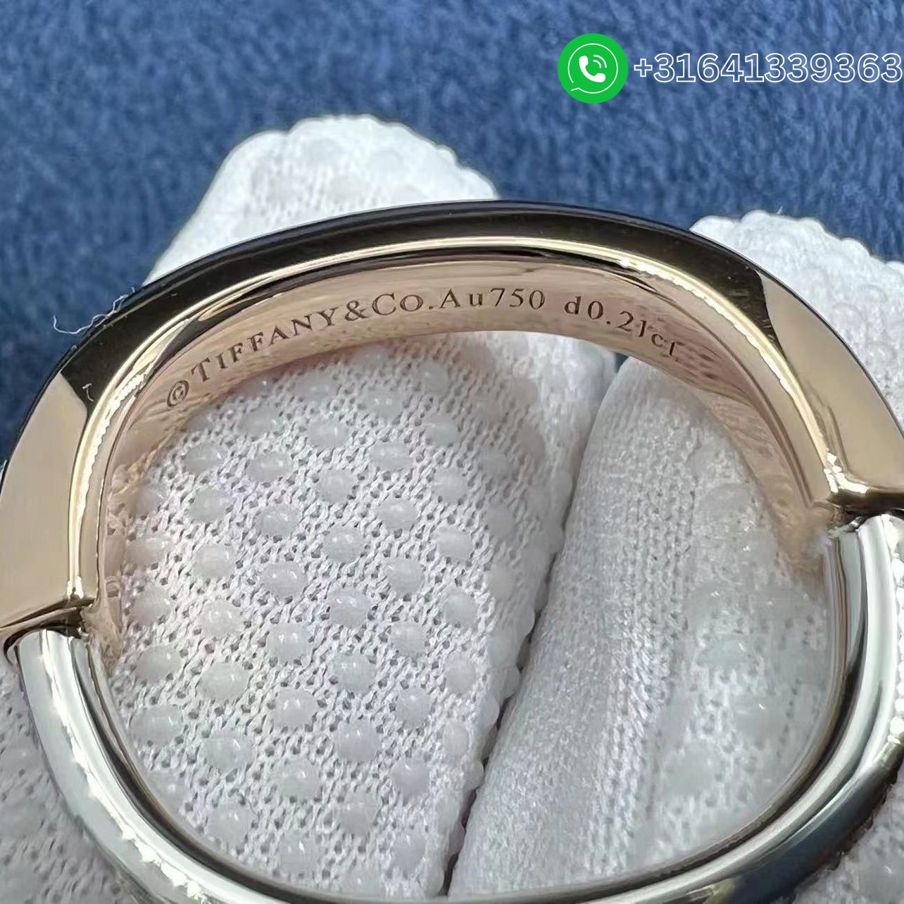 Tiffany Lock 18K Rose and White Gold with Diamonds Ring - Image 2