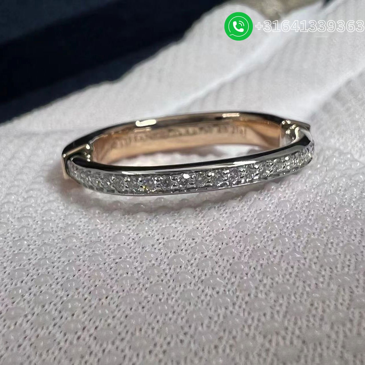 Tiffany Lock 18K Rose and White Gold with Diamonds Ring - Image 6