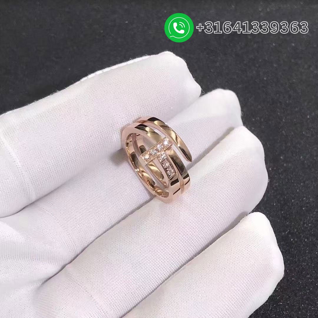 Tiffany T 18k Rose Gold Diamond Square Wrap Ring - Image 6