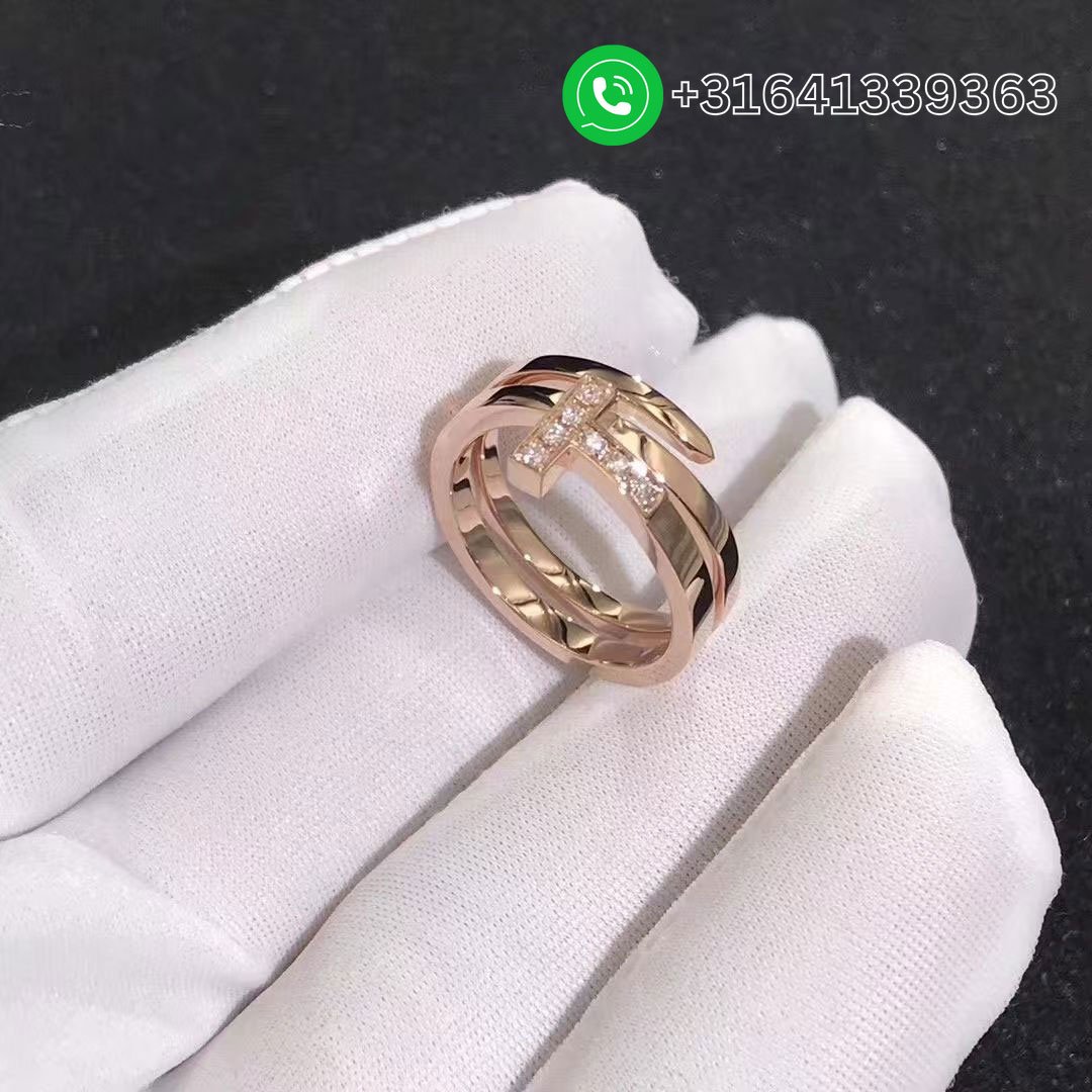 Tiffany T 18k Rose Gold Diamond Square Wrap Ring - Image 5