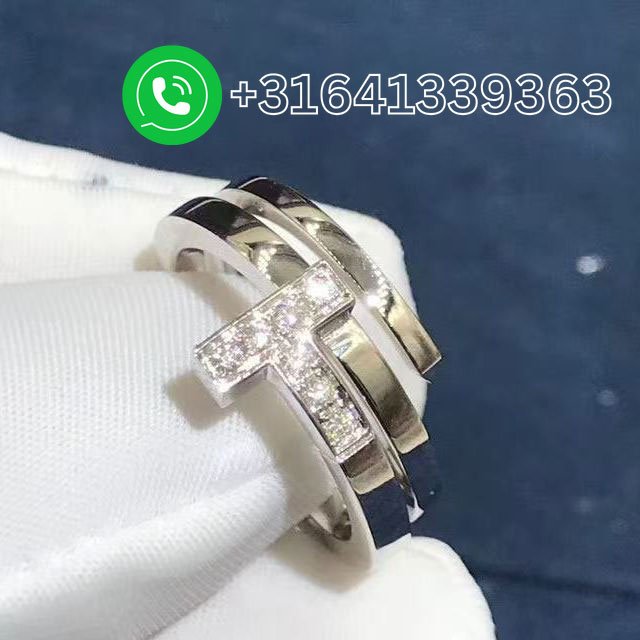 Tiffany T 18k White Gold Diamond Square Wrap Ring 60149846 - Image 7