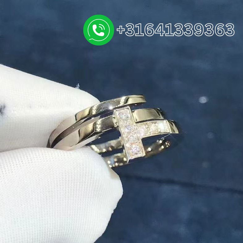 Tiffany T 18k White Gold Diamond Square Wrap Ring 60149846 - Image 3