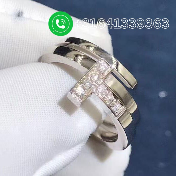 Tiffany T 18k White Gold Diamond Square Wrap Ring 60149846 - Image 4