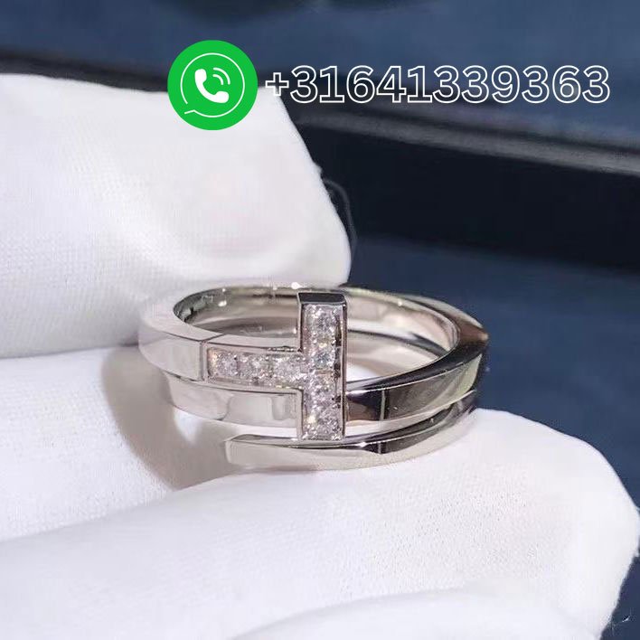 Tiffany T 18k White Gold Diamond Square Wrap Ring 60149846 - Image 5