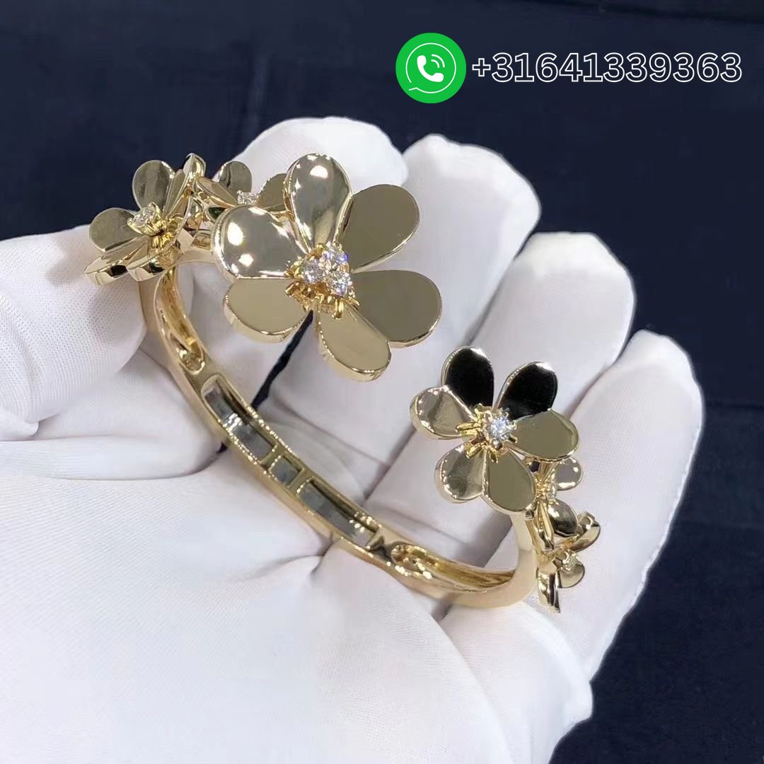 Van Cleef & Arpels Frivole 7 Flowers 18K Yellow Gold Diamond Bracelet VCARP6L200 - Image 6