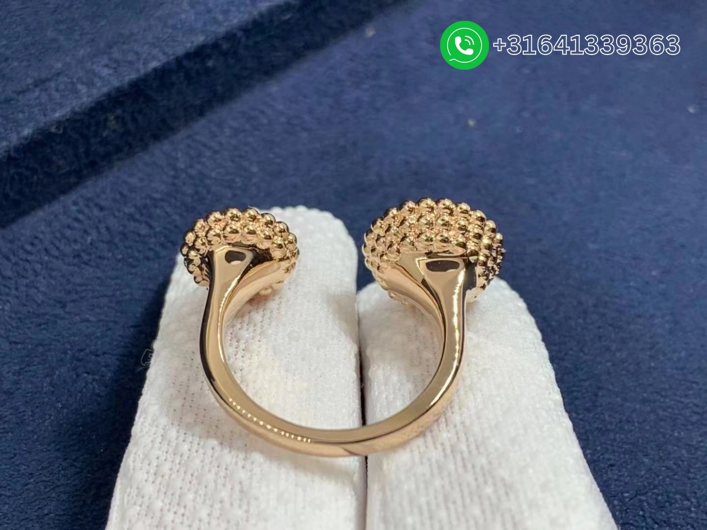 Van Cleef & Arpels 18K Rose Gold Diamond Carnelian Perlee Couleurs Between The Finger Ring VCARO9SV00 - Image 5