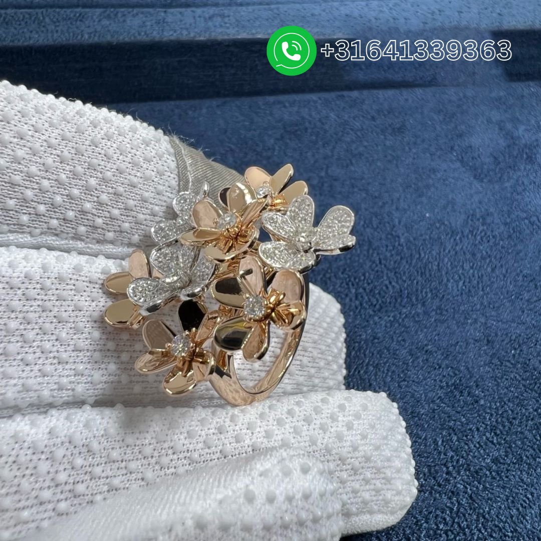 Van-Cleef-Arpels-18K-Rose-Gold-Rhodium-Plated-18K-White-Gold-Diamond-Frivole-8-Flowers-Ring-VCARPFIQ00