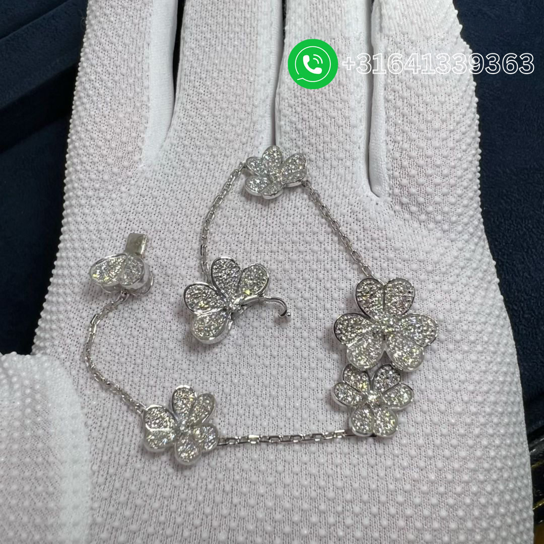 Van Cleef & Arpels 18K White Gold Pave Diamond Frivole 5 Flowers Bracelet VCARP6L700 - Image 2