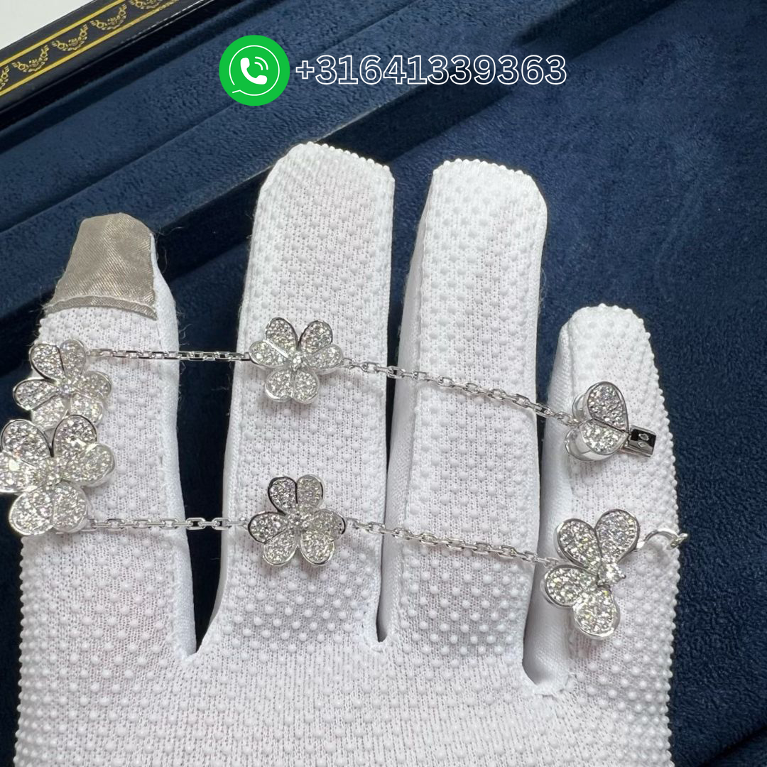 Van-Cleef-Arpels-18K-White-Gold-Pave-Diamond-Frivole-5-Flowers-Bracelet-VCARP6L700-4