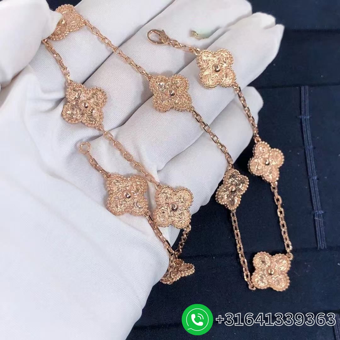 Van-Cleef-Arpels-18k-Yellow-Gold-Vintage-Alhambra-10-Motif-Necklace-VCARN9T100-5