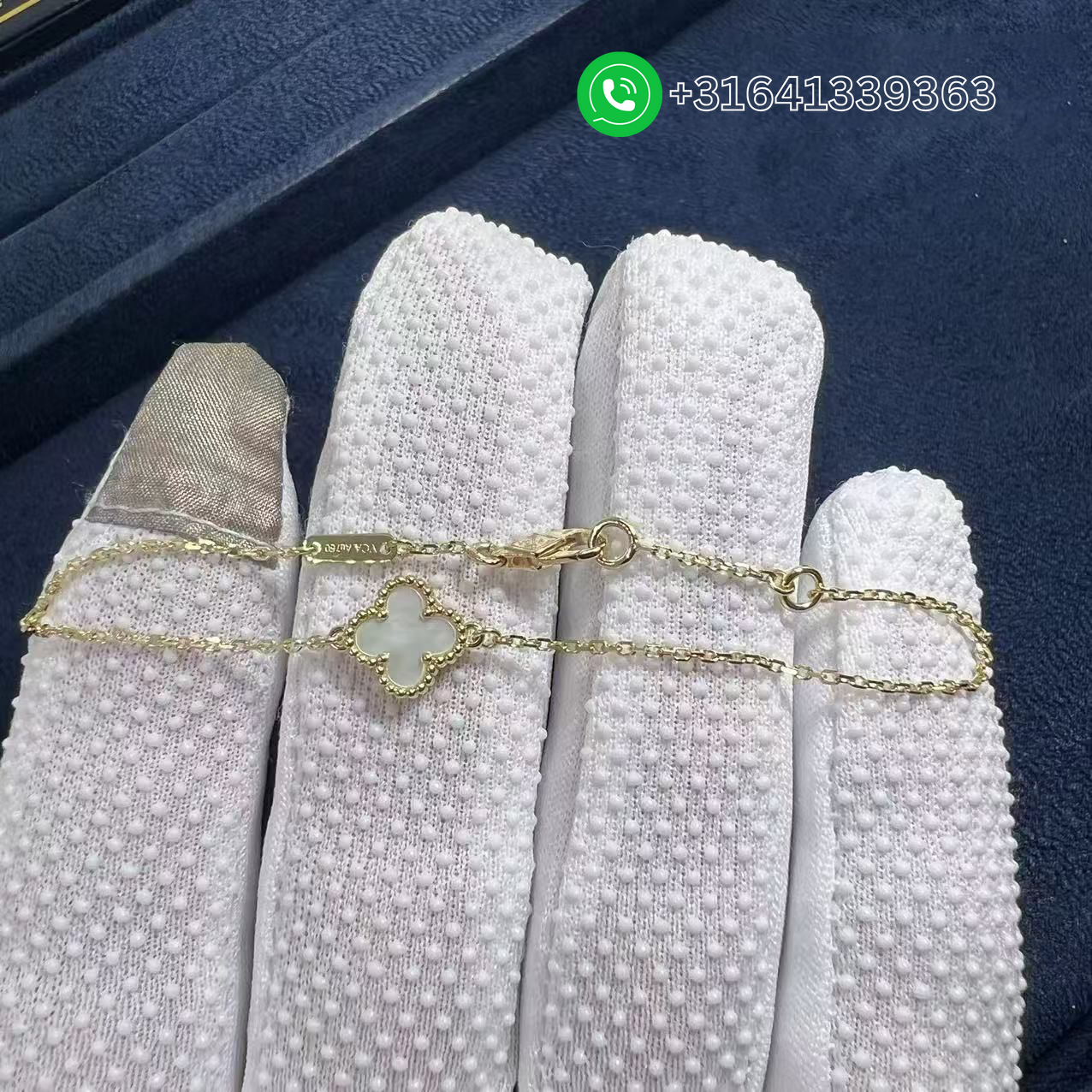 Van-Cleef-Arpels-18k-Yellow-Gold-and-Mother-of-Pearl-Sweet-Alhambra-Bracelet-VCARF68800