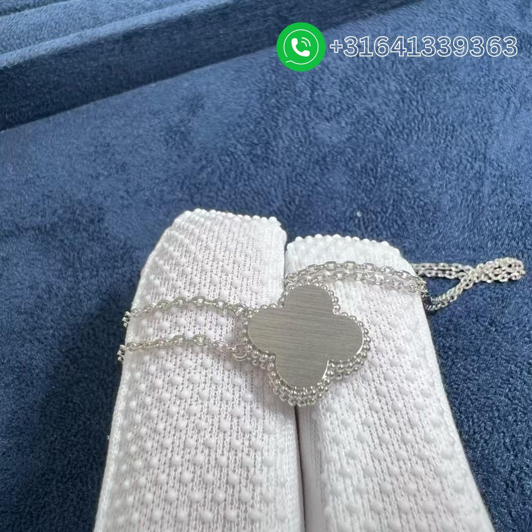 Van Cleef & Arpels 2024 Two-Tone Guilloche Vintage Alhambra Diamond Holiday Pendant Necklace - Image 6