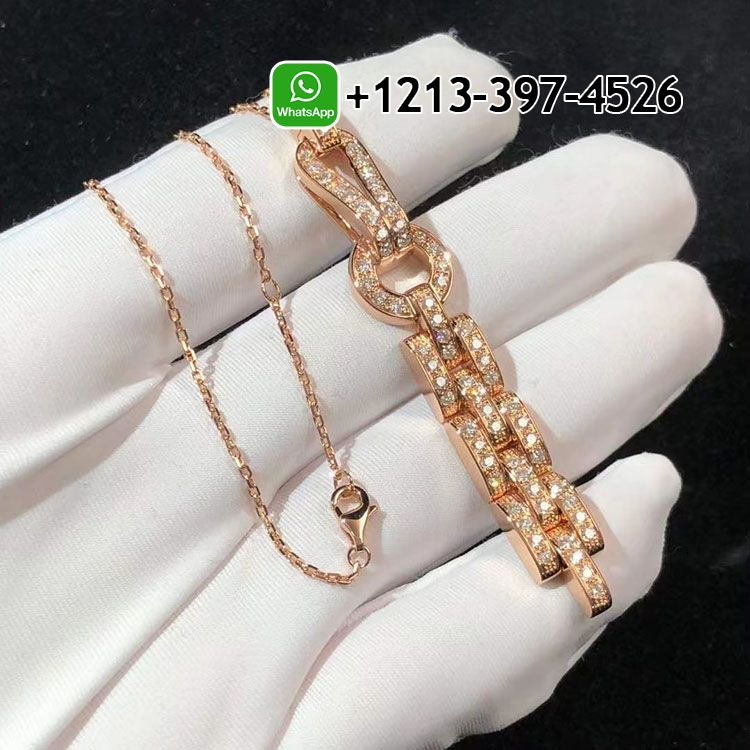 Cartier 18K Rose Gold Pave Diamond Agrafe Drop Pendant Necklace N7424320 - Image 5