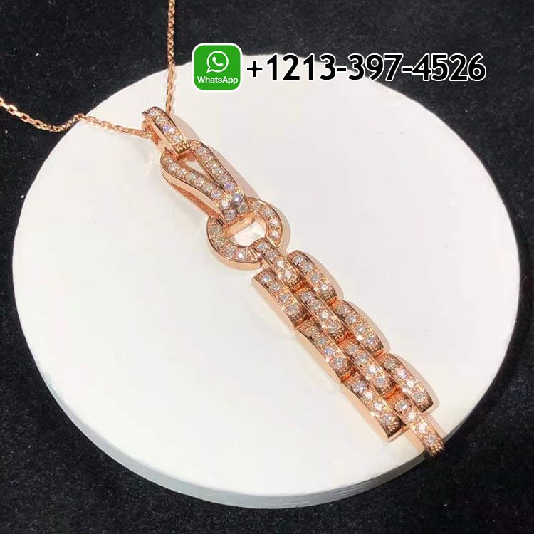 Cartier 18K Rose Gold Pave Diamond Agrafe Drop Pendant Necklace N7424320 - Image 6