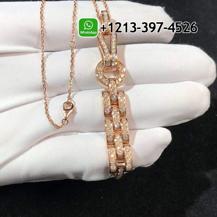 Cartier 18K Rose Gold Pave Diamond Agrafe Drop Pendant Necklace N7424320 - Image 7